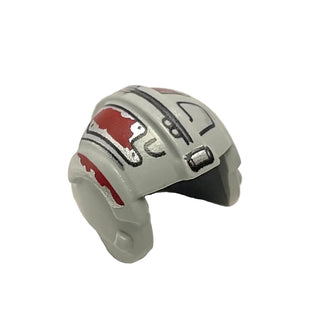 Minifigure, Headgear Helmet SW Rebel Pilot with Dark Red Markings Pattern, Part# x164pb05 Part LEGO® Light Bluish Gray Very Good