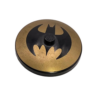 Dish 4 x 4 Inverted (Radar) with Solid Stud with Bat on Gold Background with Batman Logo Pattern, Part# 3960pb017