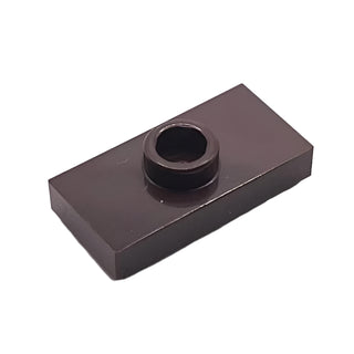 Plate, Modified 1 x 2 with 1 Stud with Groove and Bottom Stud Holder (Jumper), Part# 15573 Part LEGO® Dark Brown