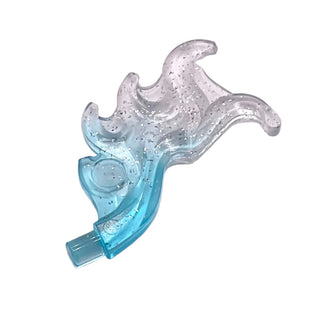 Wave Rounded Curved Wing with Flame with Marbled Glitter Trans-Clear Pattern, Part# 18394pb02 Part LEGO® Trans-Light Blue