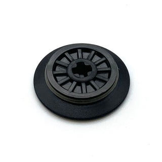 Train Wheel RC, Spoked with Technic Axle Hole and Rubber Friction Band, Part# 55423c01 Part LEGO® Black  