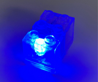 Light-Up 2x3 Brick, Battery Operated, CB2x3 & LB2x3 Custom Parts United Brick Co® Clear/Blue