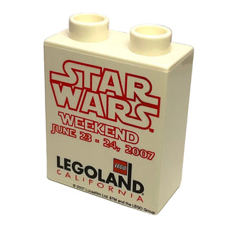 Duplo, Brick 1 x 2 x 2 with Star Wars Weekend 2007 Pattern, Part# 4066pb300