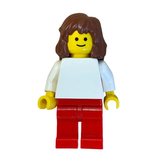 Plain White Torso, Reddish Brown Mid-Length Female Hair, pln113 - LEGO® Town Minifigure