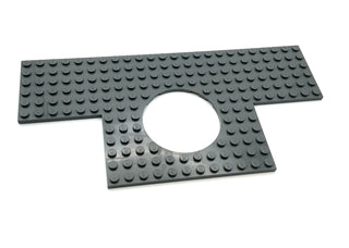 Plate, Modified 12x24 with 6x6 Square Cutouts at 2 Corners and 6x6 Round Cutout, Part# 18601 Part LEGO® Dark Bluish Gray  
