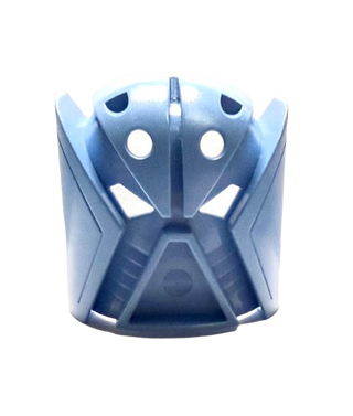 Blue Bionicle Matatu Turaga mask with white eye openings and symmetrical angular design.