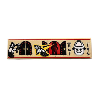 Tile 1 x 4 with Hieroglyphs and Minifigure Pattern, Part# 2431px4 Part LEGO® Tan Very Good