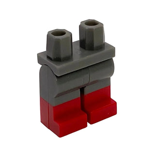 Minifigure Legs with Molded Red Lower Legs / Boots Pattern, Part# 970c00pb0420 Part LEGO® Dark Bluish Gray