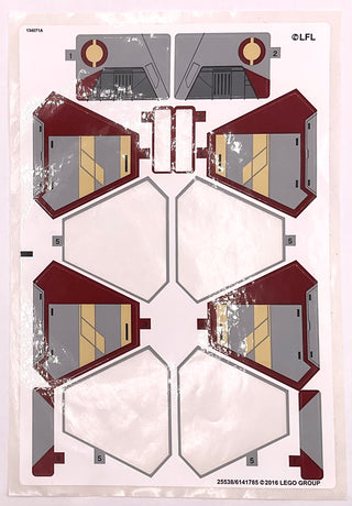 Sticker Sheet for Set Obi-Wan's Jedi Interceptor, North American Version, 75135 - (25538/6141785), Part# 75135stk01b Part LEGO® Missing 6 Stickers