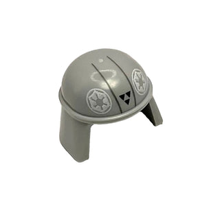 Minifigure, Headgear Helmet SW Imperial Pilot with White Imperial Logos, Black Triangles and Dark Bluish Gray Lines Pattern, Part# 57900pb02 Part LEGO® Light Bluish Gray Very Good