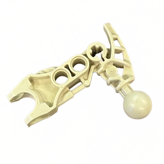 Tan Bionicle arm piece with ball joint connector and articulated segments.