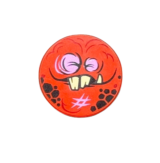 Tile, Round 2 x 2 with Bottom Stud Holder with Globlin Face with 2 Jagged Teeth and 1 Fang Pattern, Part# 14769pb110 Part LEGO®