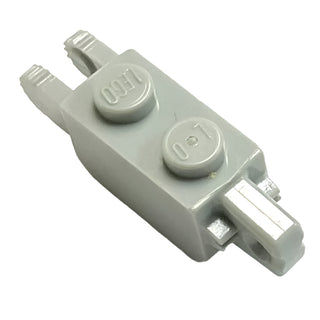 Hinge Brick 1 x 2 Locking with 1 Finger Vertical End and 2 Fingers Vertical End, Part# 30386 Part LEGO® Light Gray