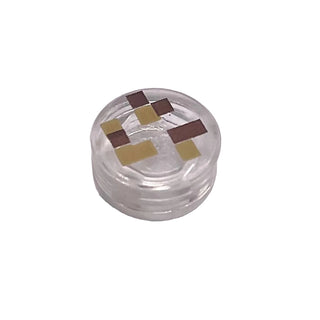 Minecraft Seeds (Tile Round 1x1 with Pixelated Dark Brown and Dark Tan Rectangles and Squares Pattern), Part# 98138pb081 Part LEGO® Trans-Clear