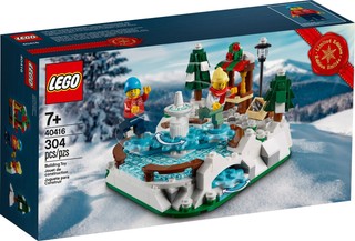 LEGO box for set 40416 Ice Skating Rink, 304 pieces, age 7+, showing completed set on packaging.