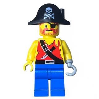 Pirate Shirt with Knife, Blue Legs, Black Pirate Hat with Skull, pi075 - LEGO® Pirates Minifigure Minifigure LEGO® Like New