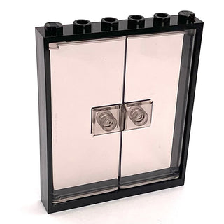Window 1 x 6 x 6 Flat Front with Trans-Brown Doors 1 x 3 x 6, Part# 42205 + 80863 + 80683 Part LEGO® Black