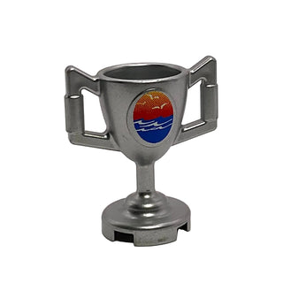 Trophy Cup with Ocean Waves and Seagull Sticker, LEGO® Minifigure Utensil, Part# 89801pb02
