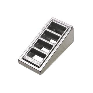 Slope 18 2 x 1 x 2/3 with Grille Pattern, Part# 61409 Part LEGO® Metallic Silver