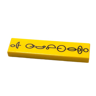 Tile 1 x 4 with Black SW Naboo Symbols Pattern, Part# 2431px3 Part LEGO® Yellow Very Good