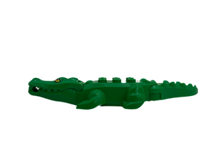 Alligator / Crocodile with 20 Teeth with Yellow Eyes without White Glints Pattern with Light Bluish Gray Technic, Pin 1/2, 18904c04pb01 Minifigure LEGO®