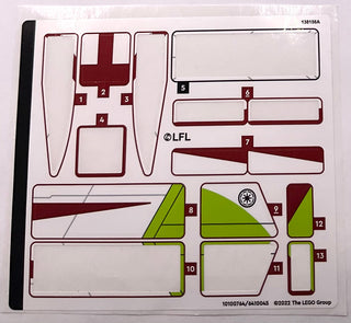 Sticker Sheet for Set Obi-Wan Kenobi's Jedi Starfighter, 75333-1 - (10100764/6410045), Part# 75333stk01 Part LEGO® Missing 9 Stickers