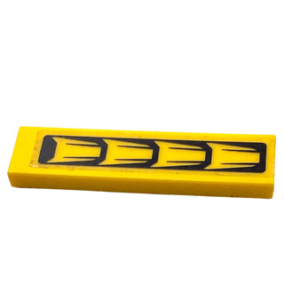Tile 1 x 4 with 4 Air Intakes Pattern (Sticker), Part# 2431pb0306 Part LEGO® Yellow Very Good