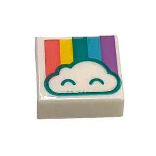 Tile 1 x 1 with Cloud and Pastel Rainbow Pattern, Part# 3070pb134