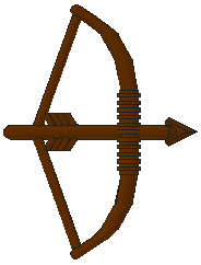 Minifigure, Weapon Bow, Longbow with Arrow Drawn, Part# 4499 United Brick Co® Brown