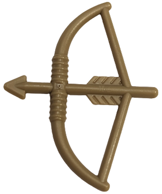 Minifigure, Weapon Bow, Longbow with Arrow Drawn, Part# 4499 United Brick Co® Dark Tan