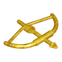 Minifigure, Weapon Bow, Longbow with Arrow Drawn, Part# 4499 United Brick Co® Pearl Gold