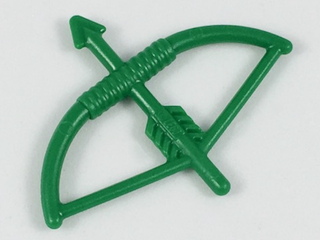 Minifigure, Weapon Bow, Longbow with Arrow Drawn, Part# 4499 United Brick Co® Green