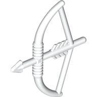 Minifigure, Weapon Bow, Longbow with Arrow Drawn, Part# 4499 United Brick Co® White