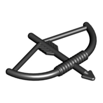 Minifigure, Weapon Bow, Longbow with Arrow Drawn, Part# 4499 United Brick Co® Black