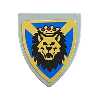 Minifigure Shield Triangular Short with Lion Head, Blue and Yellow Pattern Sticker, 3846pb026 Part LEGO®