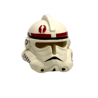 Minifigure, Headgear Helmet SW Clone Trooper Ep. 3 with Dark Red Mark Pattern, Part# 50995pb02 Part LEGO® White Very Good