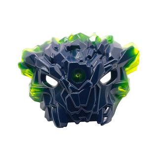 Bionicle Mask of Corruption with Marbled Trans-Neon Green Pattern, Part# 25531pb02 Part LEGO® Dark Blue