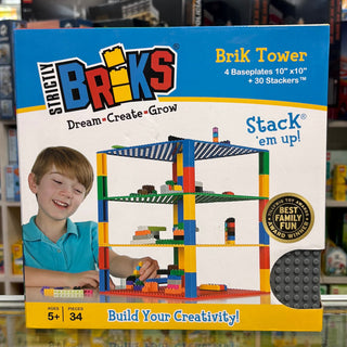 4 Classic Baseplates 10" x 10" + 30 Sackers Brik Tower - Strictly Briks