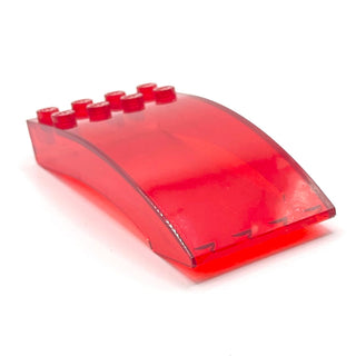 Windscreen 8 x 4 x 2 Curved with Locking Dual 2 Fingers, Part# 46413 Part LEGO® Trans-Red