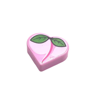 Tile, Round 1 x 1 Heart with Peach Pattern, Part# 39739pb02 Part LEGO® Bright Pink