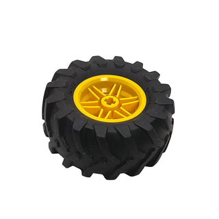 Wheel 30.4mm D. x 20mm with No Pin Holes and Reinforced Rim with Black Tire 56 x 26 Tractor (56145 + 70695), Part# 56145c06 Part LEGO® Yellow