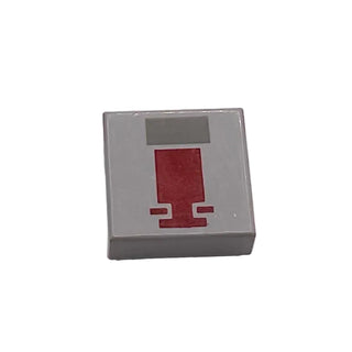Tile 1 x 1 with Mini Snowspeeder Front End with Dark Gray and Red Rectangles Pattern, Part# 3070ps1 Part LEGO® Light Gray