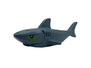 Shark with Rounded Nose and Debossed Gills with Black Eyes, Silver Pupils and Lime Slime Pattern, 14518c04pb03 LEGO® Animals LEGO®