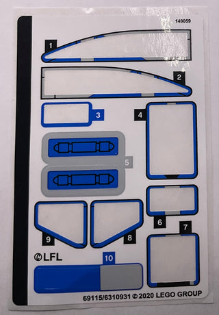 Sticker Sheet for Set 501st Legion Clone Troopers, 75280 - (69115/6310931), Part# 75280stk01 Part LEGO® Missing 8 Stickers