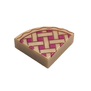 Tile, Round 1 x 1 Quarter with Lattice Pie Pattern, Part# 25269pb001 Part LEGO® Tan