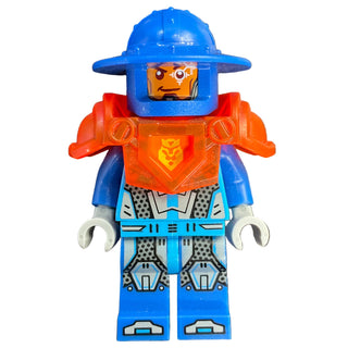 Royal Soldier / King's Guard - Blue Helmet with Broad Brim, Trans-Neon Orange Armor, Round Tile with Stud on Back, nex109 Minifigure LEGO®