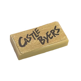 Stranger Things Tile 1x2 with 'CASTLE BYERS' Pattern, Part# 3069pb1051