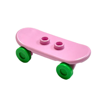 Minifigure, Utensil Skateboard Deck with Bright Green Wheels (42511 / 2496), Part# 42511c06 Part LEGO® Bright Pink