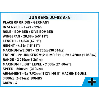 Junkers JU-88, Plane, WWII: COBI Set #5733 Building Kit Cobi Toys