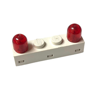 Electric, Light Brick 1x4 with Twin Top Lights, Part# 4771c01 Electronics LEGO® White with Red Bulb Covers Very Good